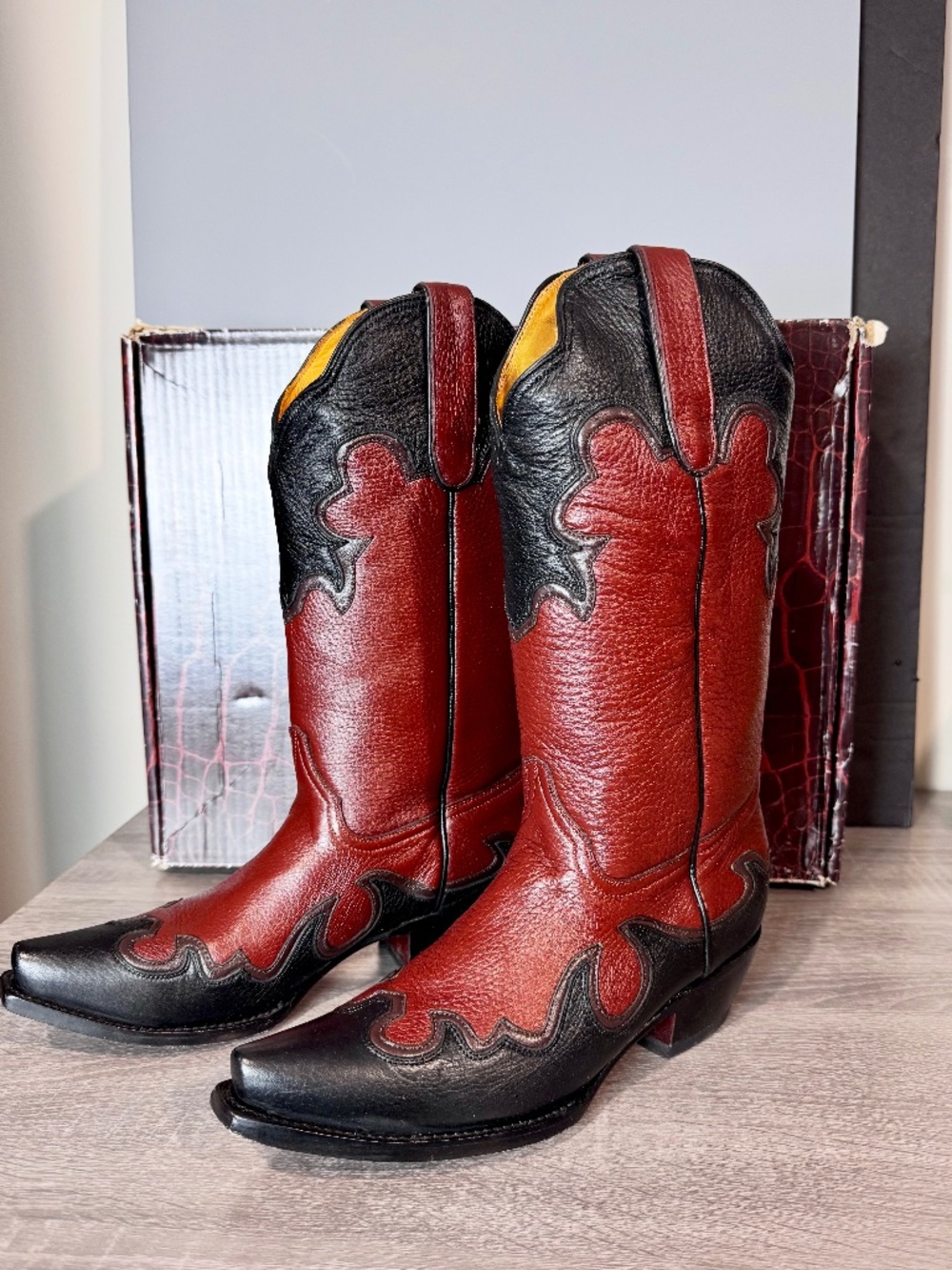 SAFARI EXOTIC LEATHER Hand Made Deer Skin Snip Toe Western Cowboy Boots 8 B